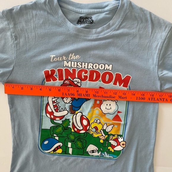 Super Mario T-Shirt Adult Small Blue Tour the Mushroom Kingdom Graphic Tee Game - Picture 8 of 8